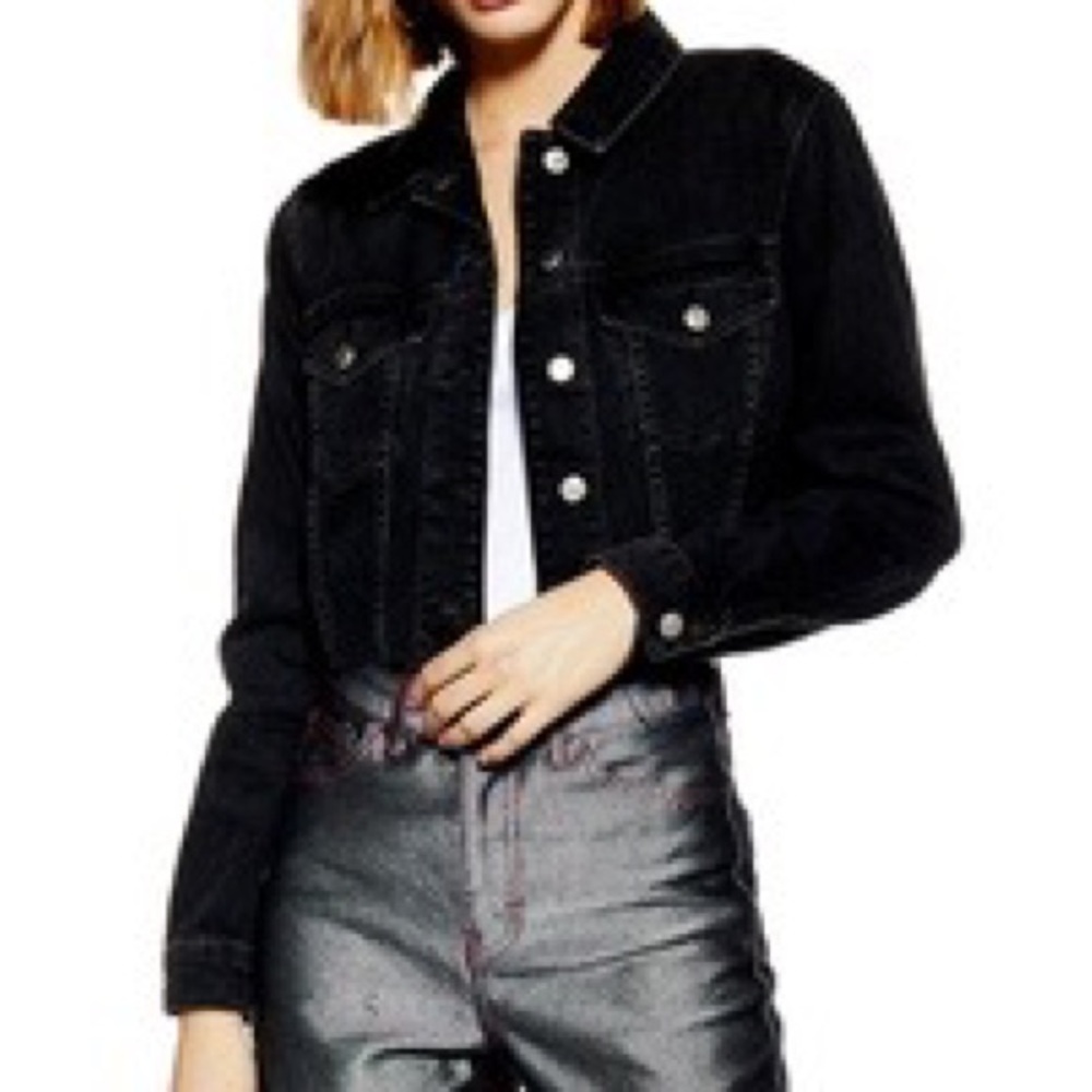 Topshop Tilda Hack Denim Jacket— Washed Black (6)